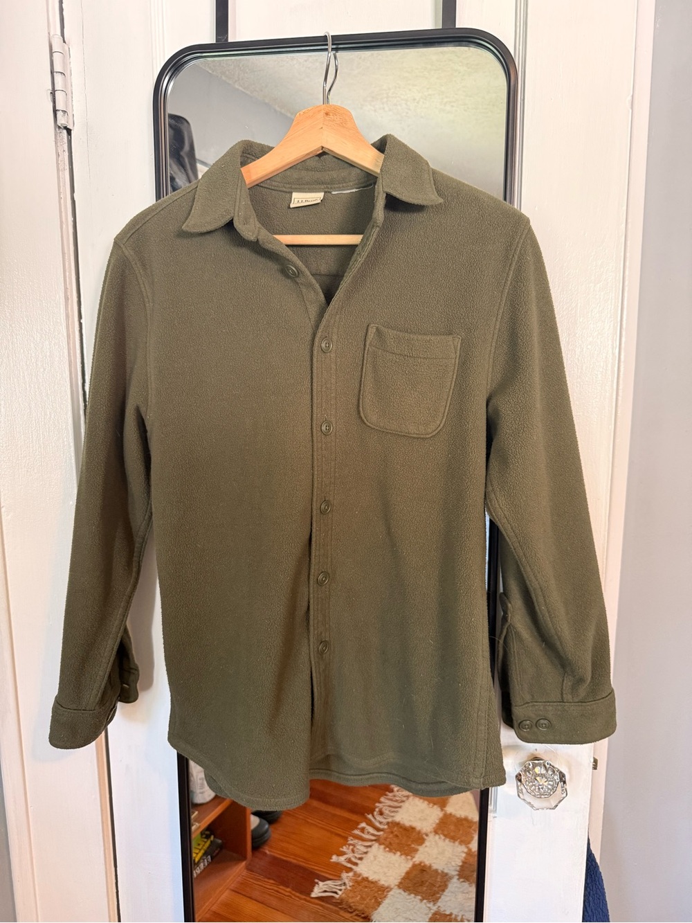 L.L. Bean Olive Green Button-Up Shirt Jacket